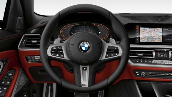 Volam M îmbrăcat în piele Imagine cu volanul M îmbrăcat în piele al BMW M340i xDrive Touring
