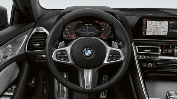Volanul M îmbrăcat în piele al BMW M850i xDrive Gran Coupé Imagine din interior cu volanul M îmbrăcat în piele al BMW M850i xDrive Gran Coupé, G16, 2019