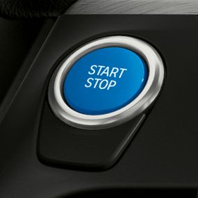 Imagine cu butonul Start/ Stop în albastru BMW i al BMW iX3, G08 Imagine cu butonul Start/ Stop în albastru BMW i al BMW iX3, G08, 2020