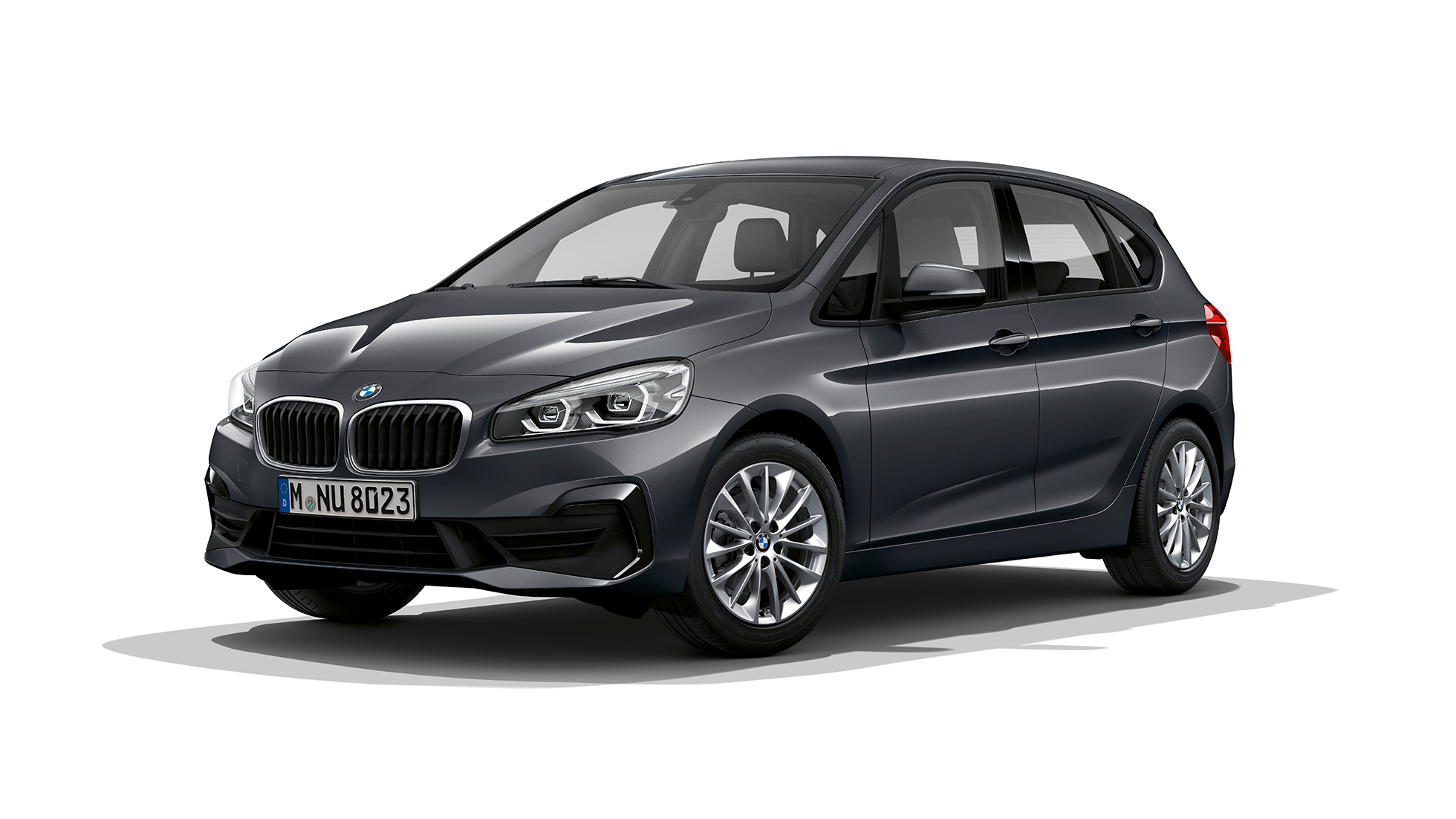 Imagine cu trei sferturi din partea frontală a BMW Seria 2 Active Tourer, model Advantage Imagine cu trei sferturi din partea frontală a BMW 218i Active Tourer, F45, în Gri Mineral metalizat, model Advantage