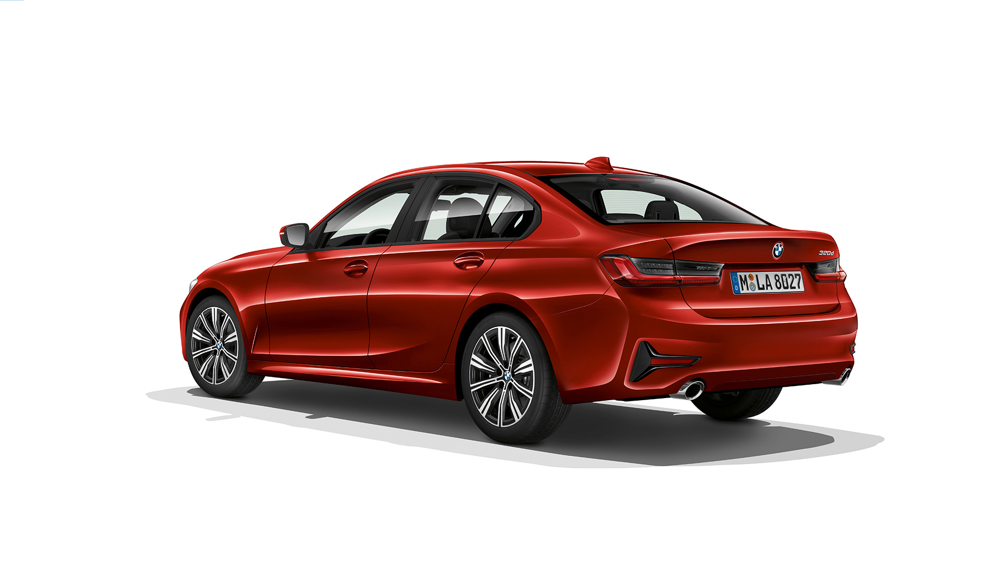 Partea spate a BMW Seria 3 Sedan model Advantage. Imagine cu trei sferturi din partea spate a BMW Seria 3 Sedan echipat cu modelul Advantage.