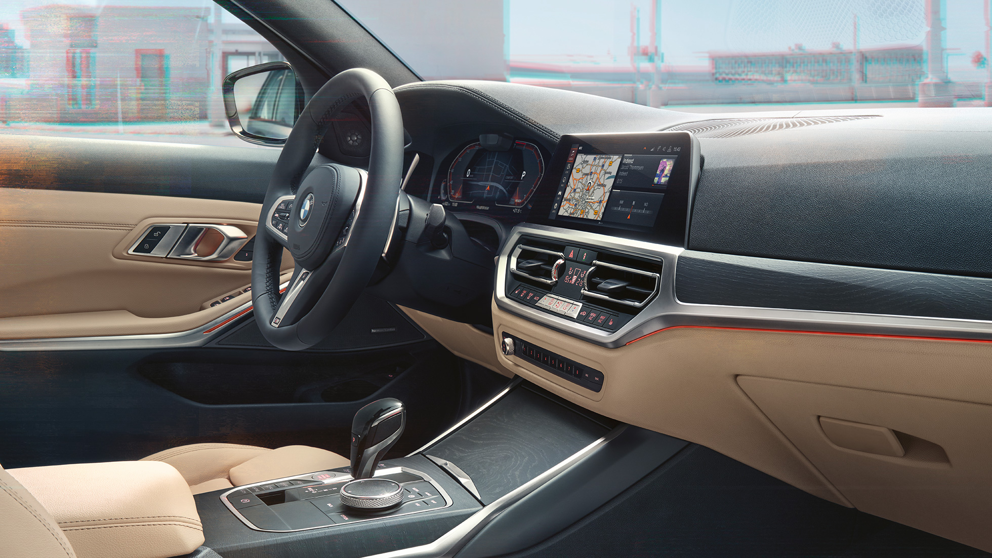 Imagine cu habitaclului BMW Seria 3 Touring Imagine din perspectiva pasagerului faţă, cu habitaclul BMW Seria 3 Touring
