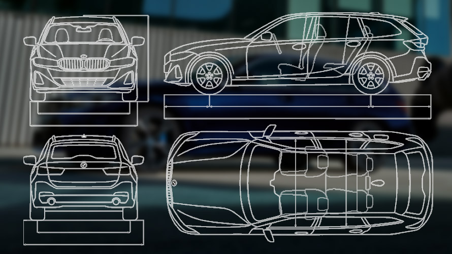 BMW Seria 3 Touring LCI schiţa datelor tehnice BMW Seria 3 Touring LCI schiţa datelor tehnice