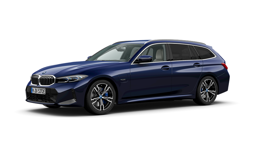 Imagine cu trei sferturi din partea frontală a BMW Seria 3 Touring plug-in hybrid Imagine din studio cu trei sferturi din partea frontală a BMW Seria 3 Touring plug-in hybrid