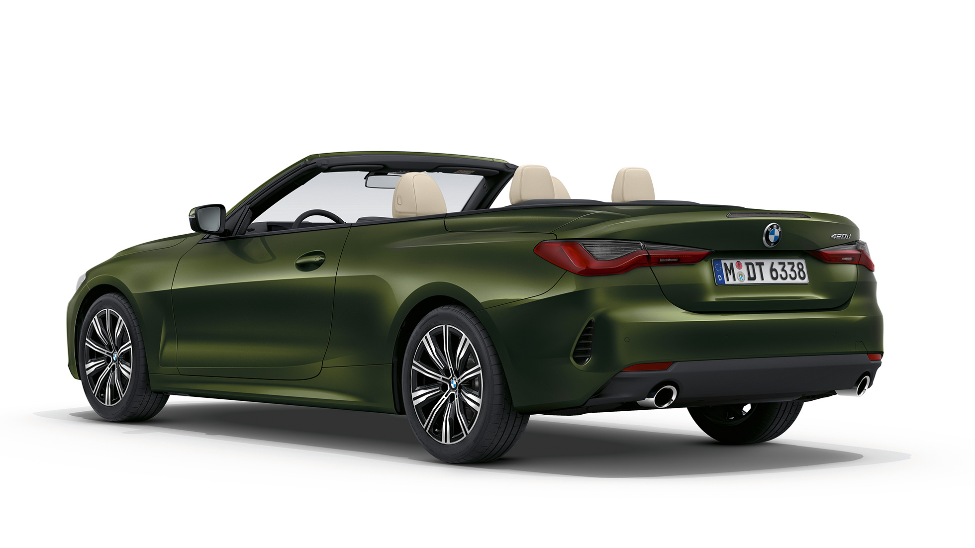 Imagine cu partea spate a modelului de bază BMW Seria 4 Cabriolet G23 2020 Imagine cu trei sferturi din partea din spate a BMW Seria 4 Cabriolet G23 2020, Bluestone