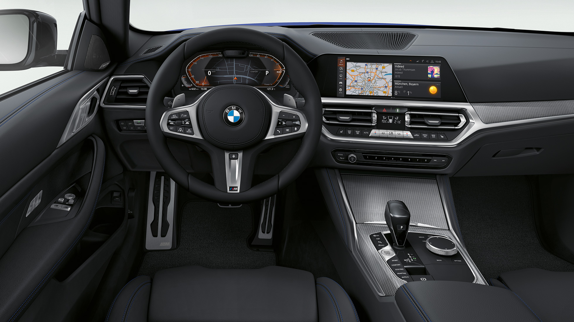 Tapiţeria BMW Seria 4 Coupé, G22, 2020, cu pachet M Sport Tapiţeria din piele exclusivistă a BMW Seria 4 Coupé, G22, 2020, cu pachet M Sport