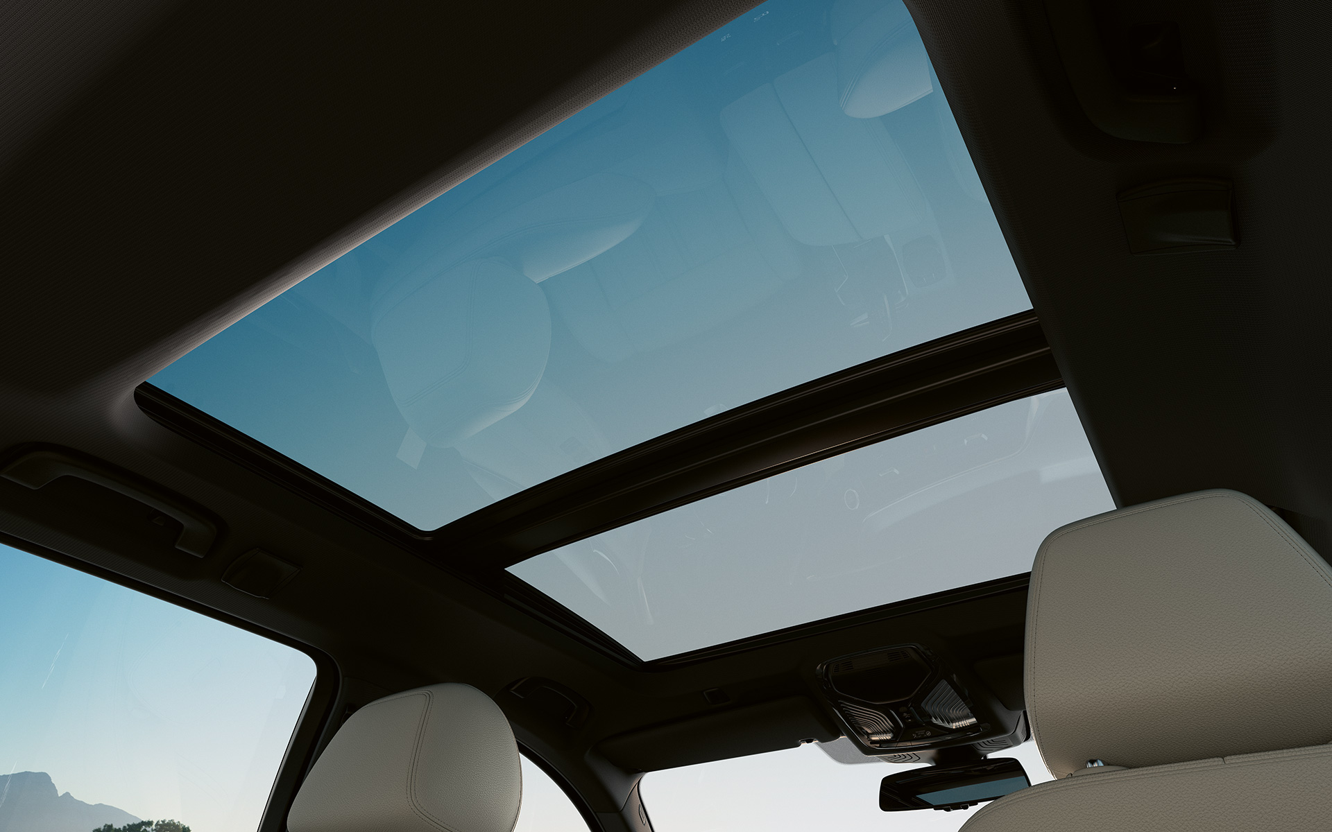 Plafon panoramic din sticlă al BMW Seria 5 Touring G31 LCI Plafon panoramic din sticlă închis al BMW Seria 5 Touring G31 2020 Facelift cu interior Gri