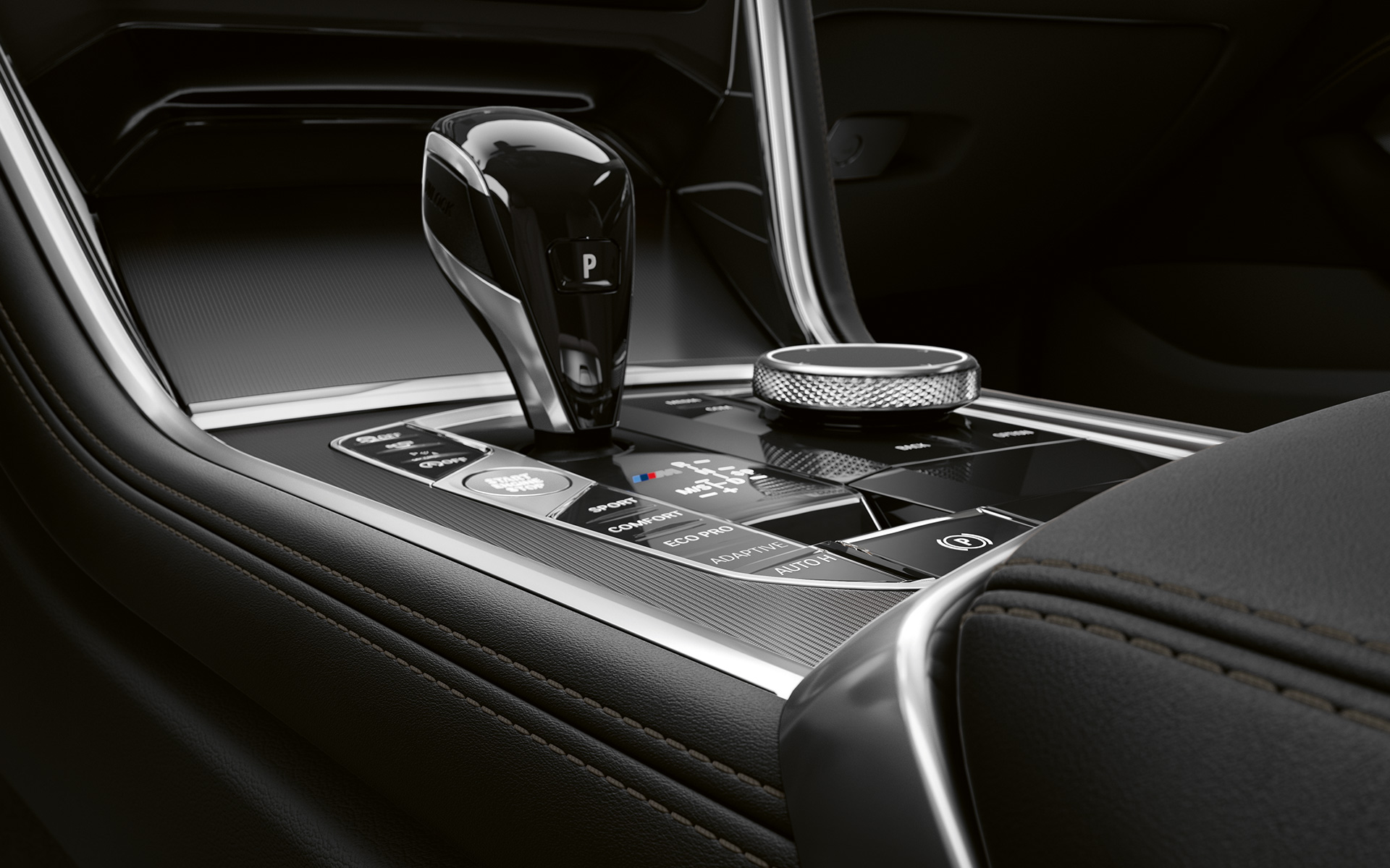 Consola centrală a BMW Seria 8 Coupé Imagine în prim-plan cu consola centrală a BMW Seria 8 Coupé.