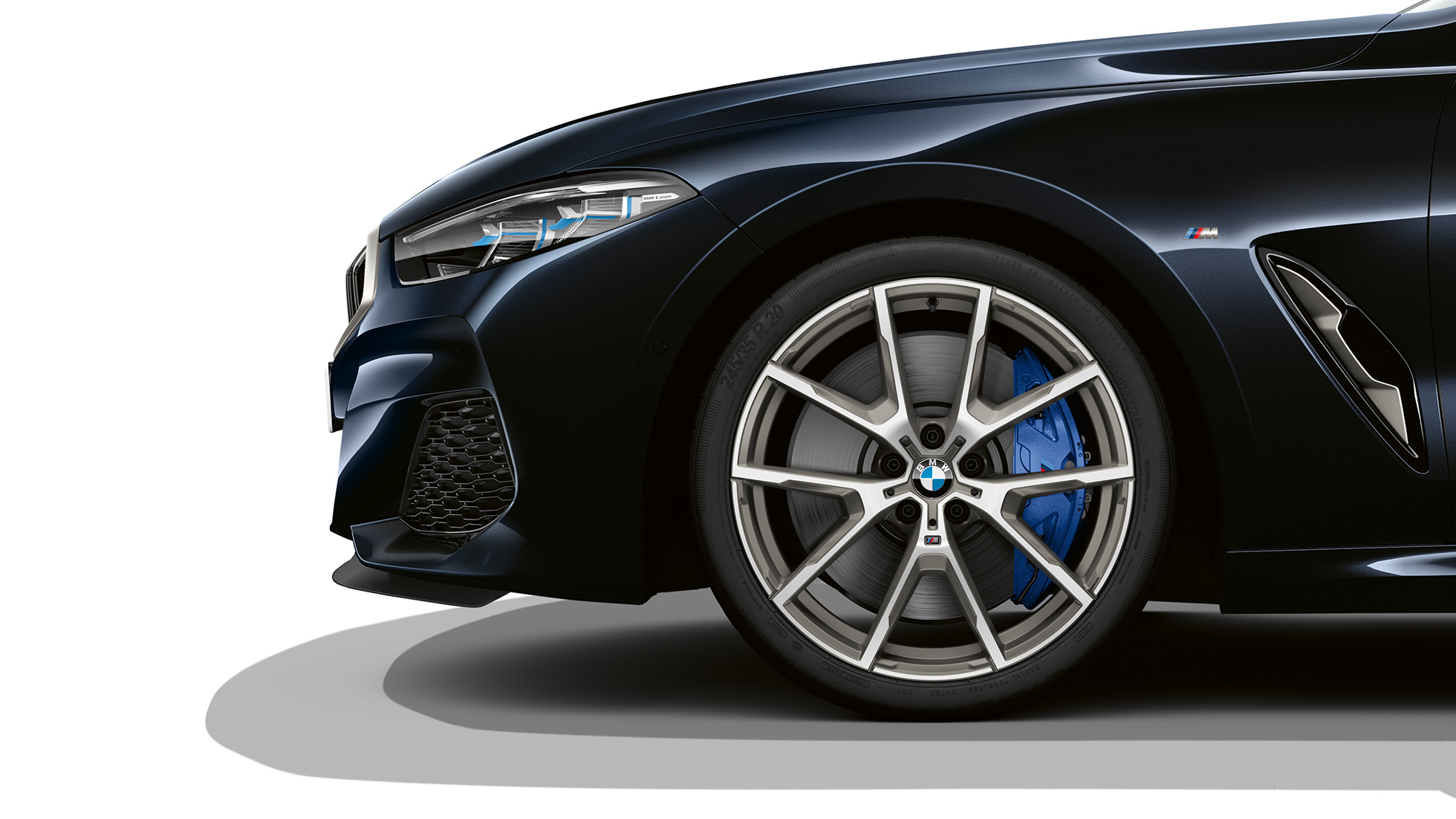 Jante M din aliaj uşor de 19” Double-spoke, tip 727 M, bicolore. Jantele M din aliaj uşor de 19” Double-spoke, tip 727 M, bicolore ale BMW Seria 8 Coupé în Negru Carbon metalizat.