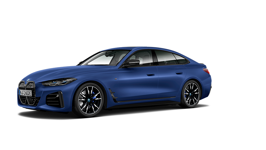 Imagine cu trei sferturi din partea laterală a unui BMW Seria i BMW i4 M50 Imagine cu trei sferturi din partea laterală a unui BMW Seria i BMW i4 M50