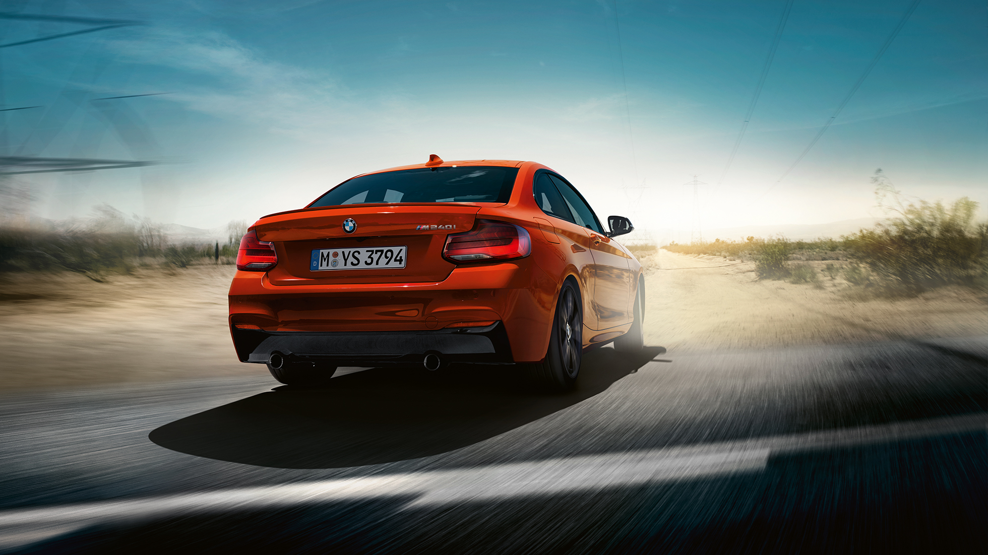 Şasiul BMW M240i Coupé Imagine cu şasiul BMW M240i Coupé, F22, 2017, în Portocaliu Sunset metalizat
