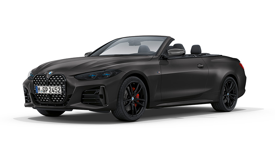 Imagine cu trei sferturi din partea frontală a BMW M440i xDrive Cabriolet G23 2020, BMW Individual Albastru Frozen Portimao