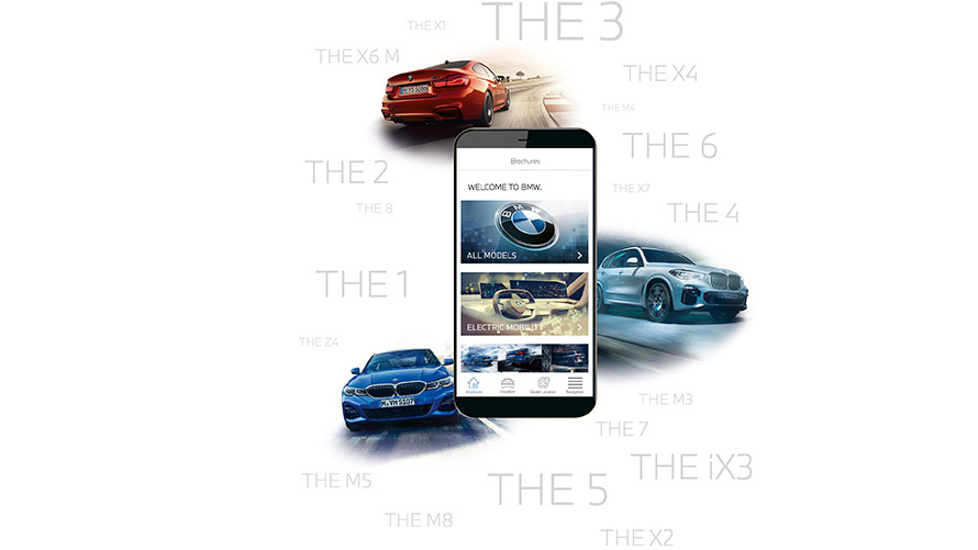 Aplicaţia BMW Catalogue Aplicaţia BMW Brochure pe smartphone