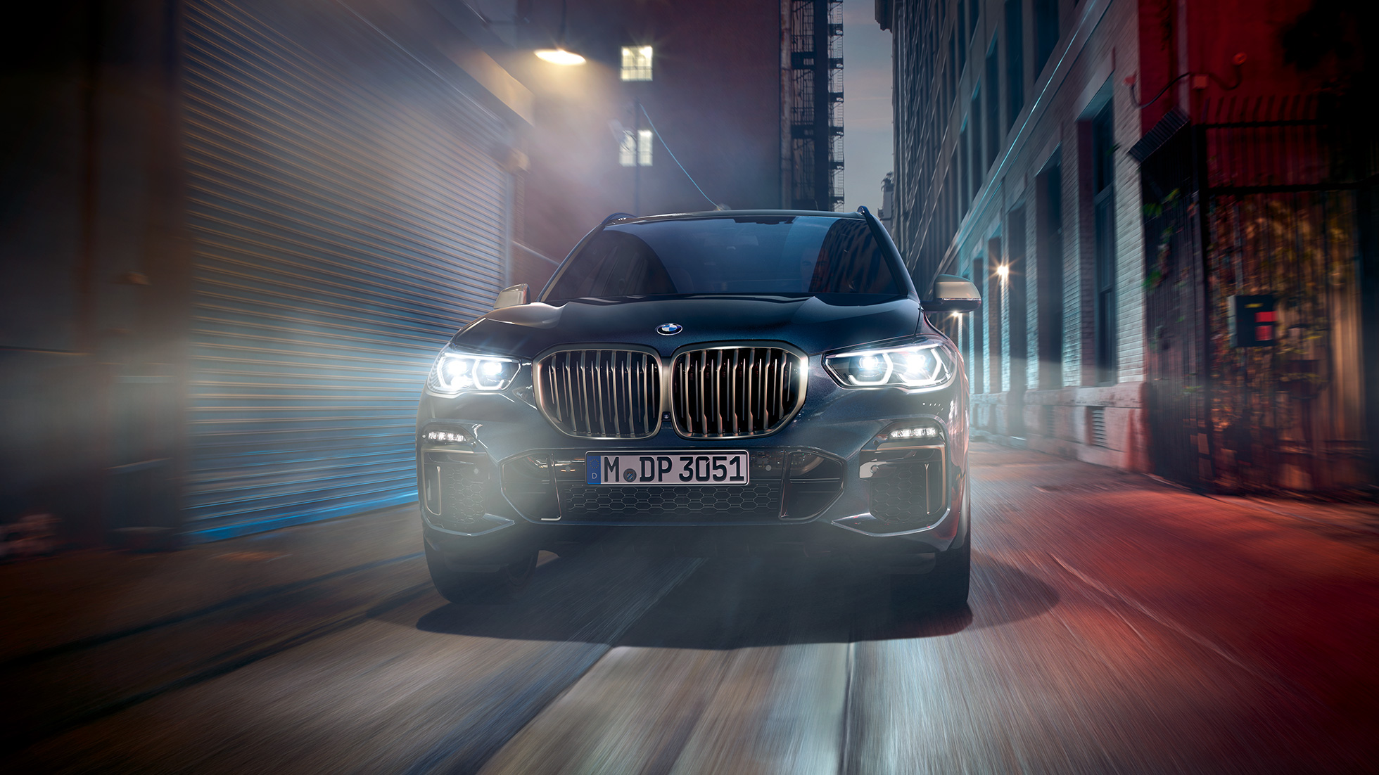 Grilă frontală BMW, BMW X5 M50i Imagine din partea frontală cu grila frontală BMW, Gri Cerium, BMW X5 M50i G05, Negru Carbon