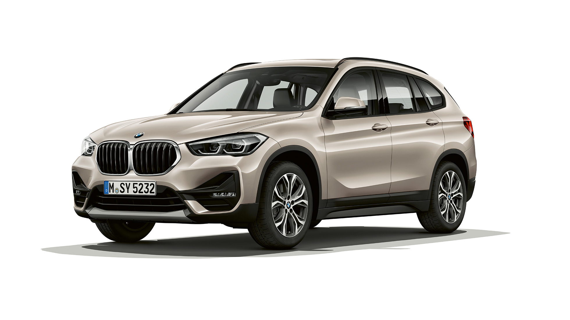 Imagine cu trei sferturi din partea frontală a BMW X1, Model Advantage. Imagine din studio cu trei sferturi din partea frontală a BMW X1, Model Advantage.