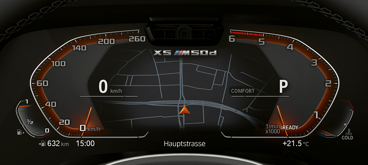 Panoul de instrumente al BMW X5 M50d Imagine detaliată cu panoul de instrumente al BMW X5 M50d