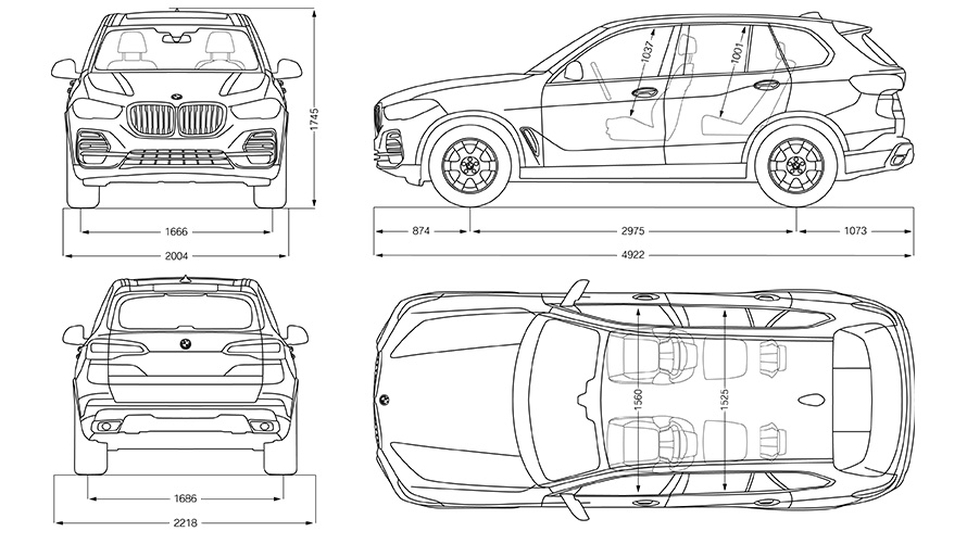 Dimensiunile ca linie de desen ale BMW X5 Dimensiunile ca linie de desen ale BMW X5