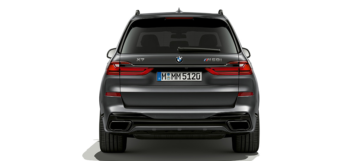Imagine cu partea spate a BMW X7 „Dark Shadow Edition” Imagine cu partea spate a BMW X7 „Dark Shadow Edition”, G07