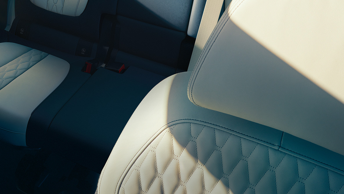 Designul din piele al BMW X7 Imagine în prim-plan cu designul din piele Merino