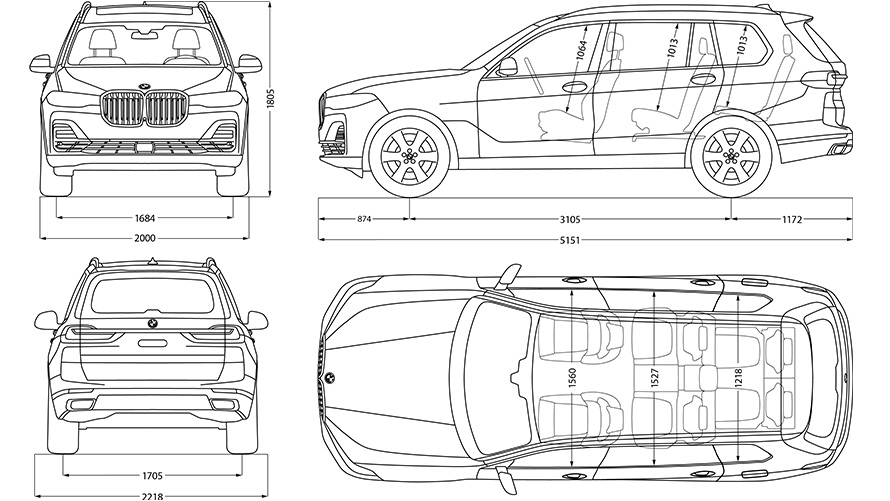Dimensiunile ca linie de desen ale BMW X7 Dimensiunile ca linie de desen ale BMW X7