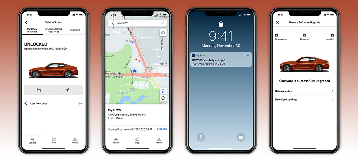 Aplicaţia My BMW gestionarea stării automobilului meu ecran pe smartphone Aplicaţia My BMW gestionarea stării automobilului meu ecran pe smartphone
