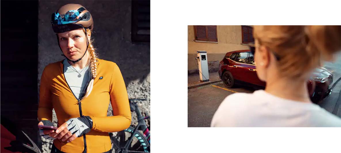 Luăm o pauză şi reîncărcăm bateriile: BMW iX şi cei doi protagonişti iau o pauză scurtă. Roata aerodinamică BMW Star-spoke de 21 inchi, tip 1011, în Jet Black, poate fi văzută în faţă. Luăm o pauză şi reîncărcăm bateriile: BMW iX şi cei doi protagonişti iau o pauză scurtă. Roata aerodinamică BMW Star-spoke de 21 inchi, tip 1011, în Jet Black, poate fi văzută în faţă.
