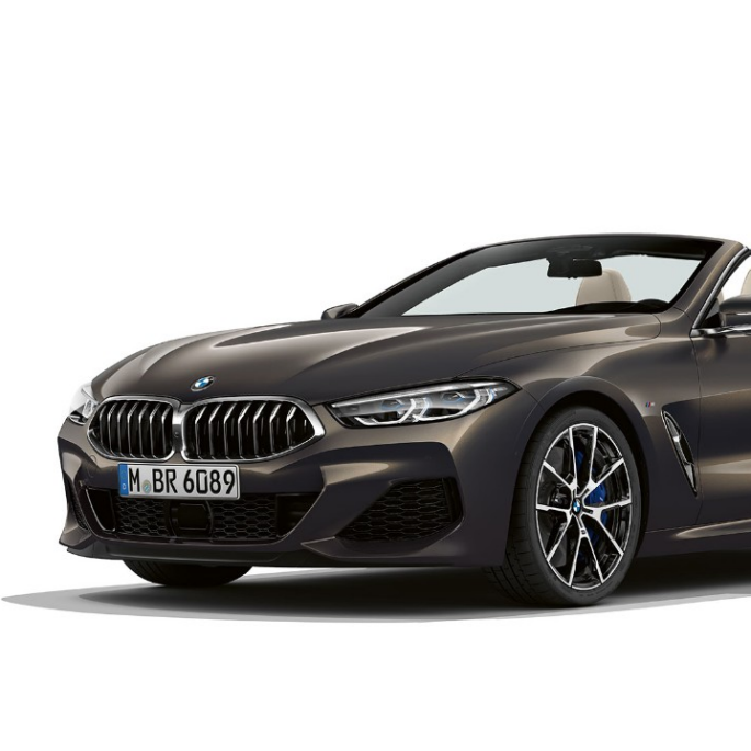 Imagine cu trei sferturi din partea frontală a BMW M850i xDrive în Gri Dravit metalizat. Imagine cu trei sferturi din partea frontală a BMW M850i xDrive în Gri Dravit metalizat.